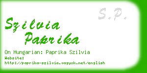 szilvia paprika business card